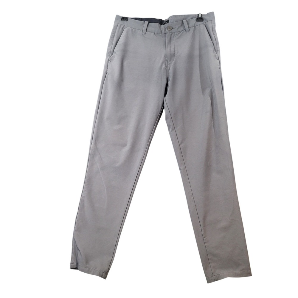 Boen Mens Golf Chino Pants Grey Flat Front Performance Stretch Trousers 34x32
